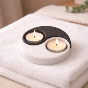 Porte chauffe-plat Yin Yang en noir et blanc imprimé en 3D à Cholet, design zen pour ambiance apaisée