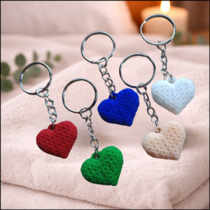 Porte-clé Cœur tricoté — création 3D